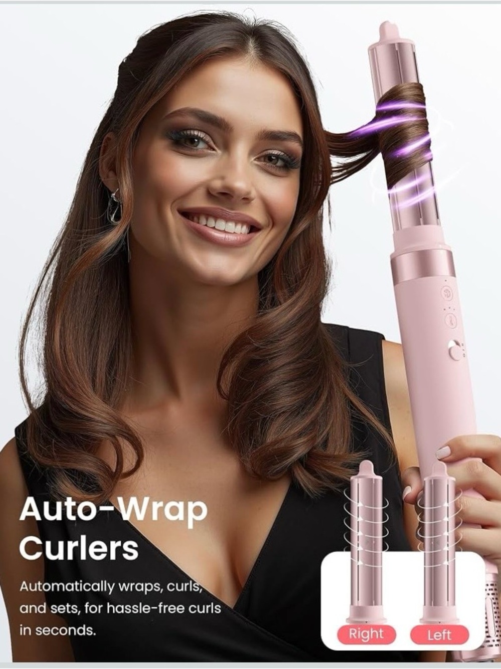 NEW 5-in-1 Hot Air Styler Auto Curlers Dryer Volumizing Brush Travel Bag Pink - Picture 2 of 6